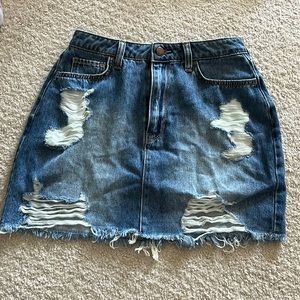 denim mini skirt